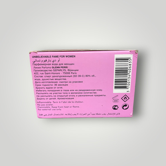 Glenn Perri Unbelievable Fame Women Parfume Spray 3.4 oz 100 ml New In Box - Picture 3 of 4